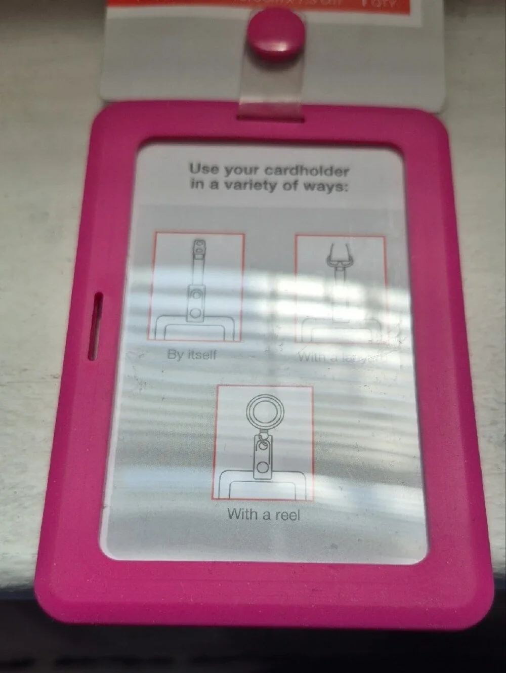 Staple Pink Rubberized Badge Holder with Clear Window